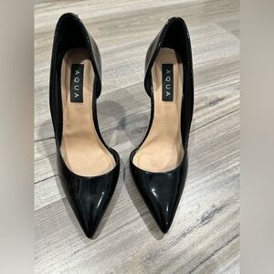 Aqua Black Patent Leather Stiletto Heels